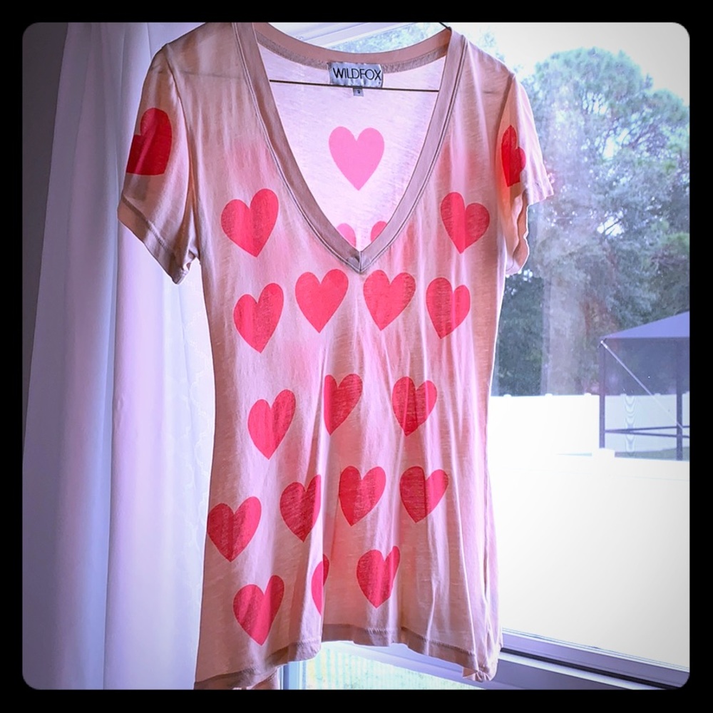 Wild fox Screen-printed heart tee